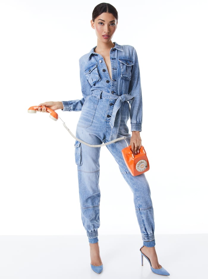 ETHA CHAMBRAY JUMPSUIT - LIGHTNING BLUE image 2 - Alice And Olivia