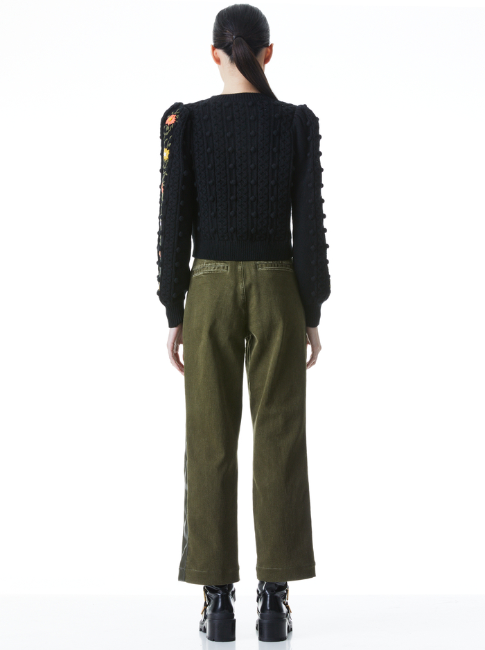 KITTY PUFF SLEEVE CARDIGAN - BLACK/MULTI image 1 - Alice And Olivia