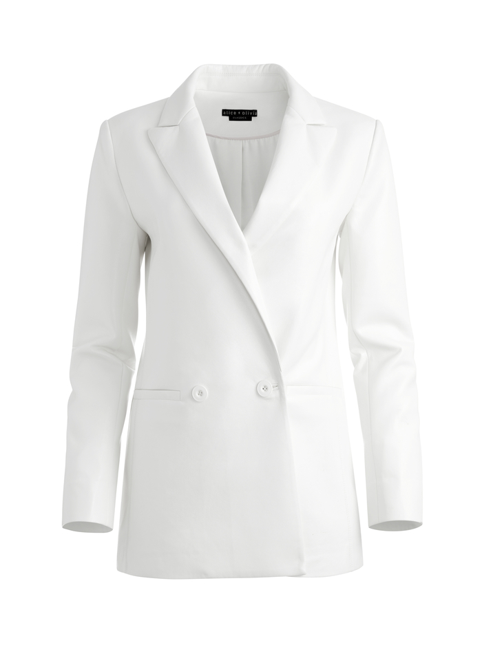 JUSTIN VEGAN LEATHER DOUBLE BREASTED BLAZER - ECRU image 5 - Alice And Olivia