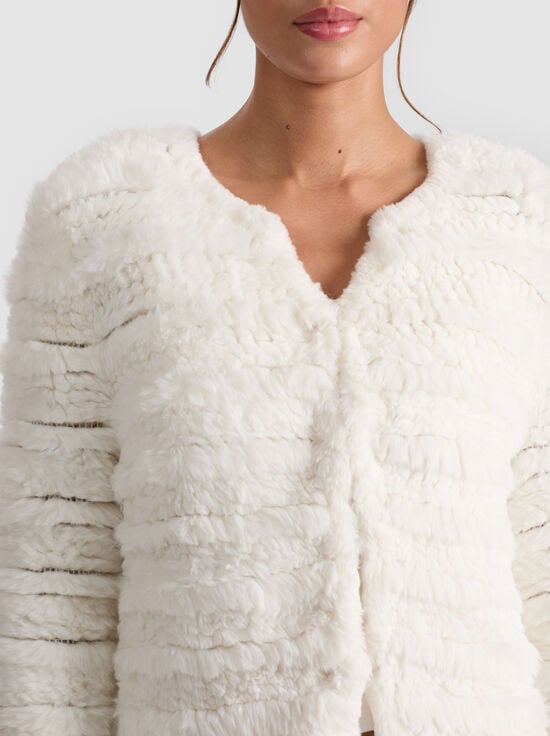ECRU-FAWN FAUX FUR JACKET
