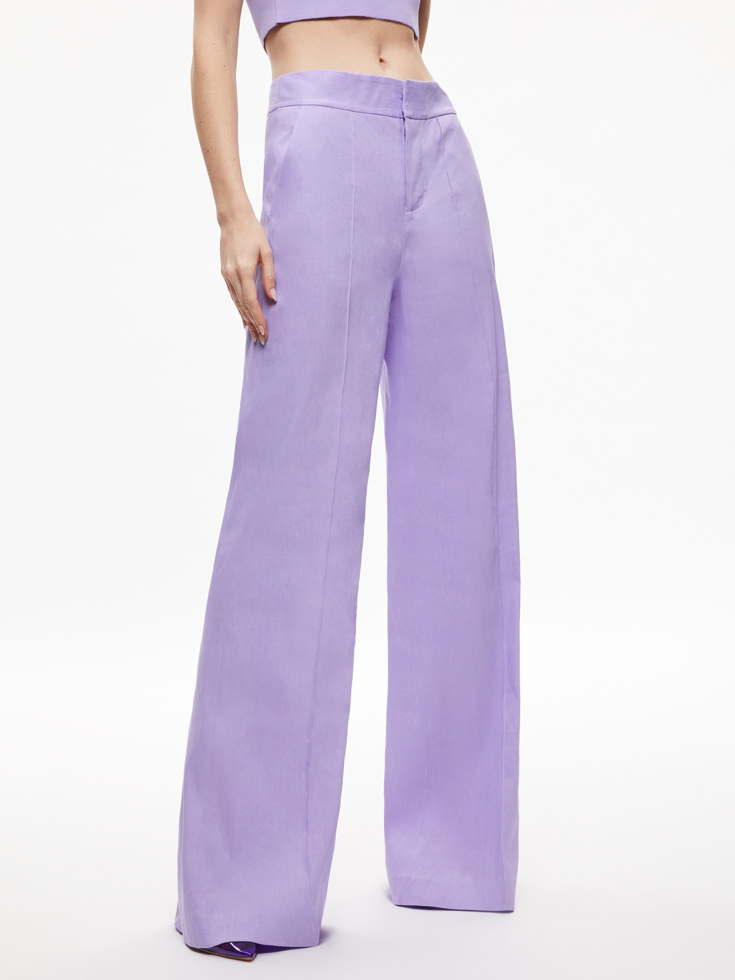 Dylan High Waisted Linen Wide Leg Pant In Solstice Alice Olivia