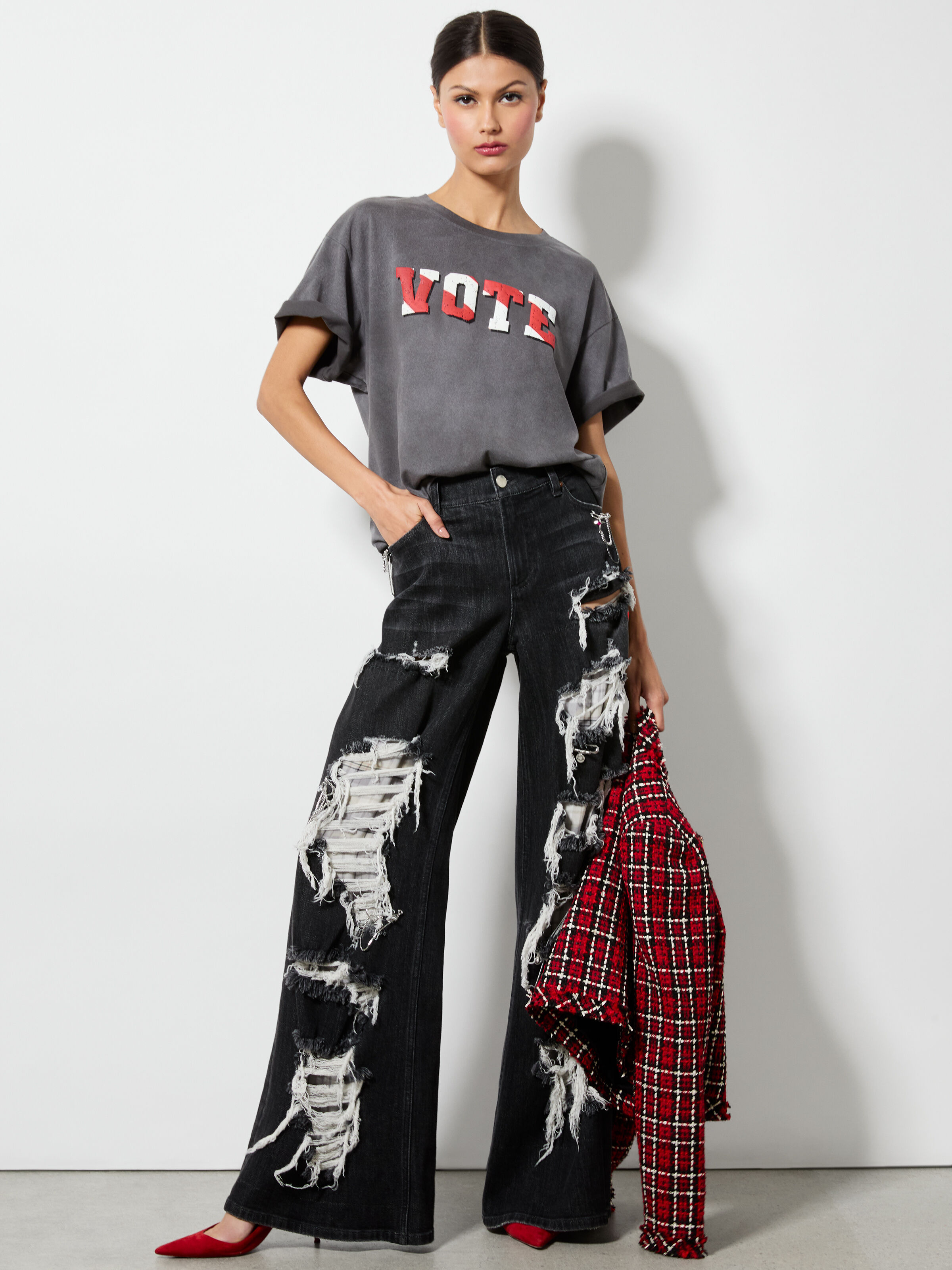 A+o X I Am A Voter® Cindy Cropped Tee In Stripes Forever