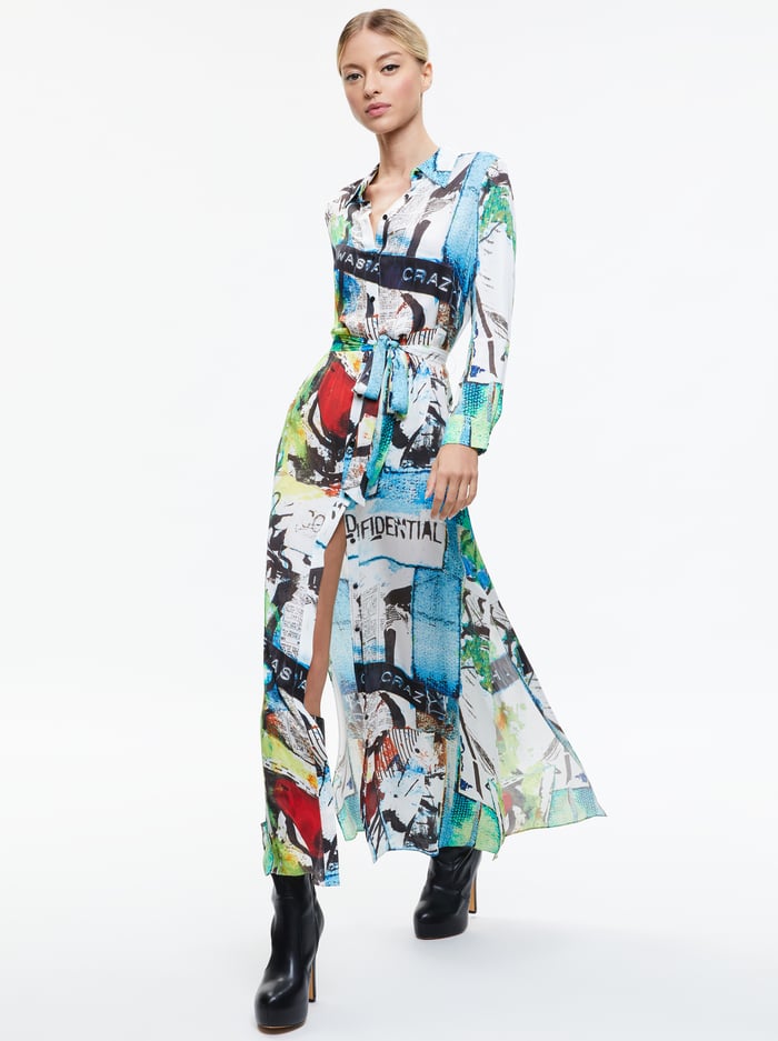 A+O X BASQUIAT CHASSIDY MAXI SHIRT DRESS - CONFIDENTIAL image 2 - Alice And Olivia
