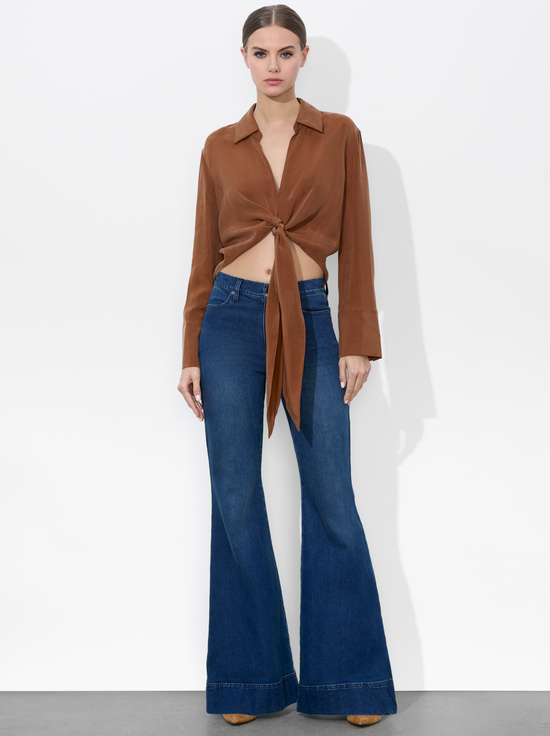 CAMEL-HANNON TIE FRONT BLOUSE