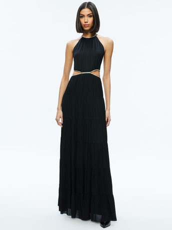 BLACK-MYRTICE EMBELLISHED CUT OUT MAXI DRESS