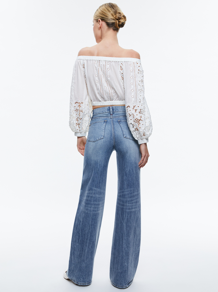 IVY OFF THE SHOULDER CROPPED TOP - OFF WHITE image 2 - Alice And Olivia