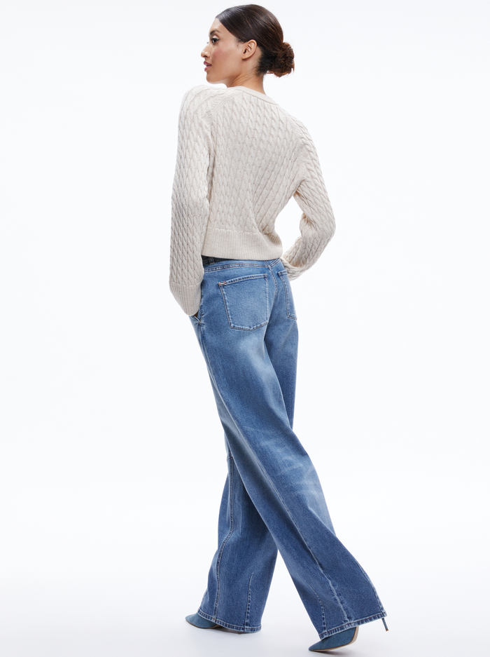 CIMARON CABLE KNIT SWEATER - ALMOND HEATHER image 1 - Alice And Olivia