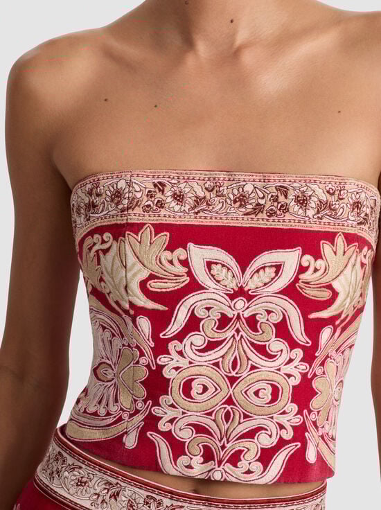 SERENADE DARK CHERRY-CECE EMBROIDERED TOP