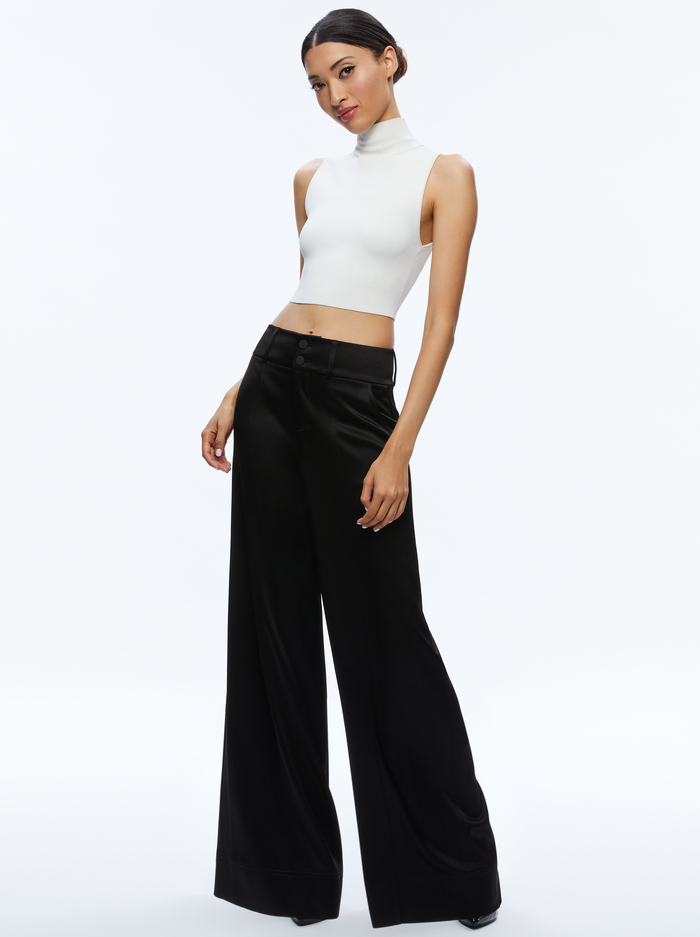 MAME HIGH RISE WIDE LEG PANT - BLACK image 4 - Alice And Olivia