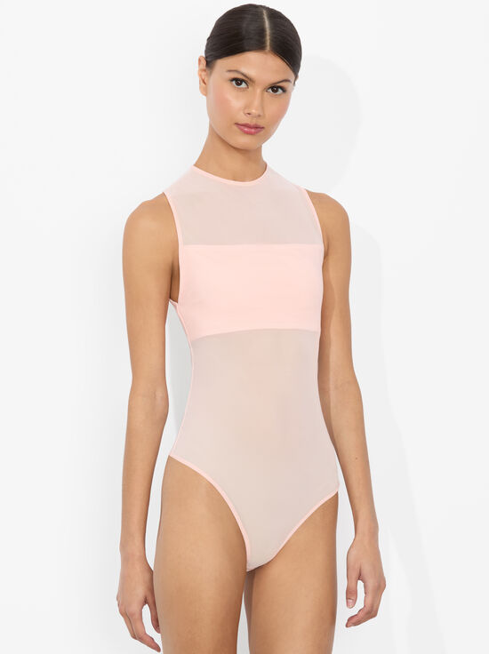 PINK BLOOM-BANDEAU SLEEVELESS BODYSUIT