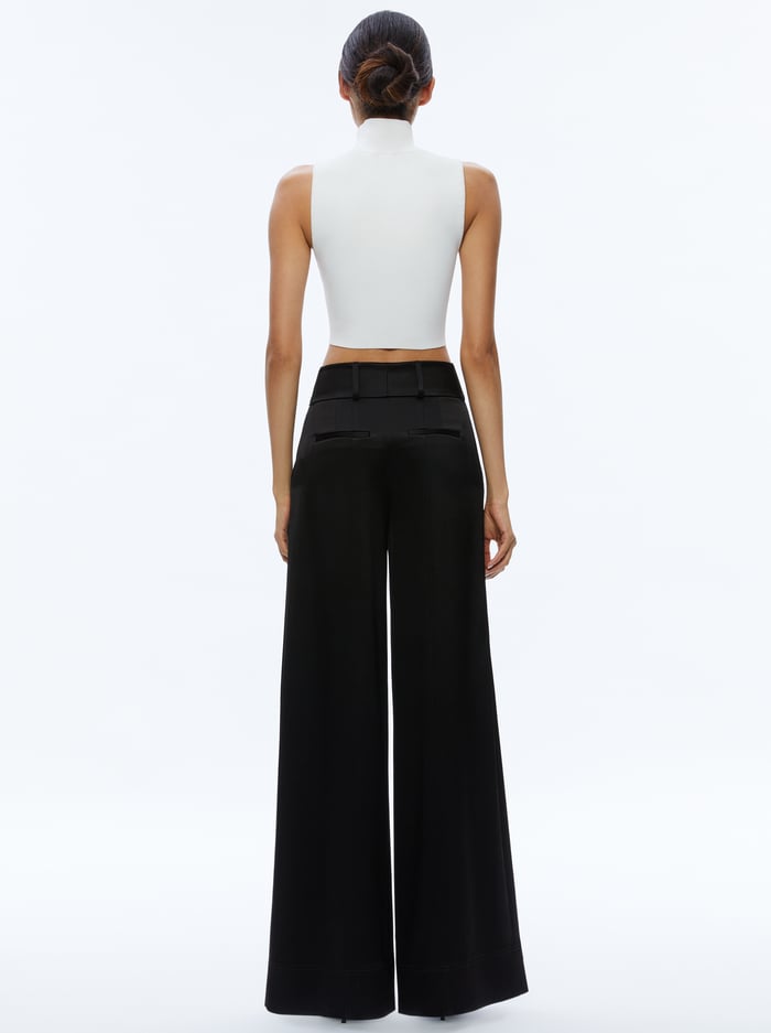 MAME HIGH RISE WIDE LEG PANT - BLACK image 1 - Alice And Olivia