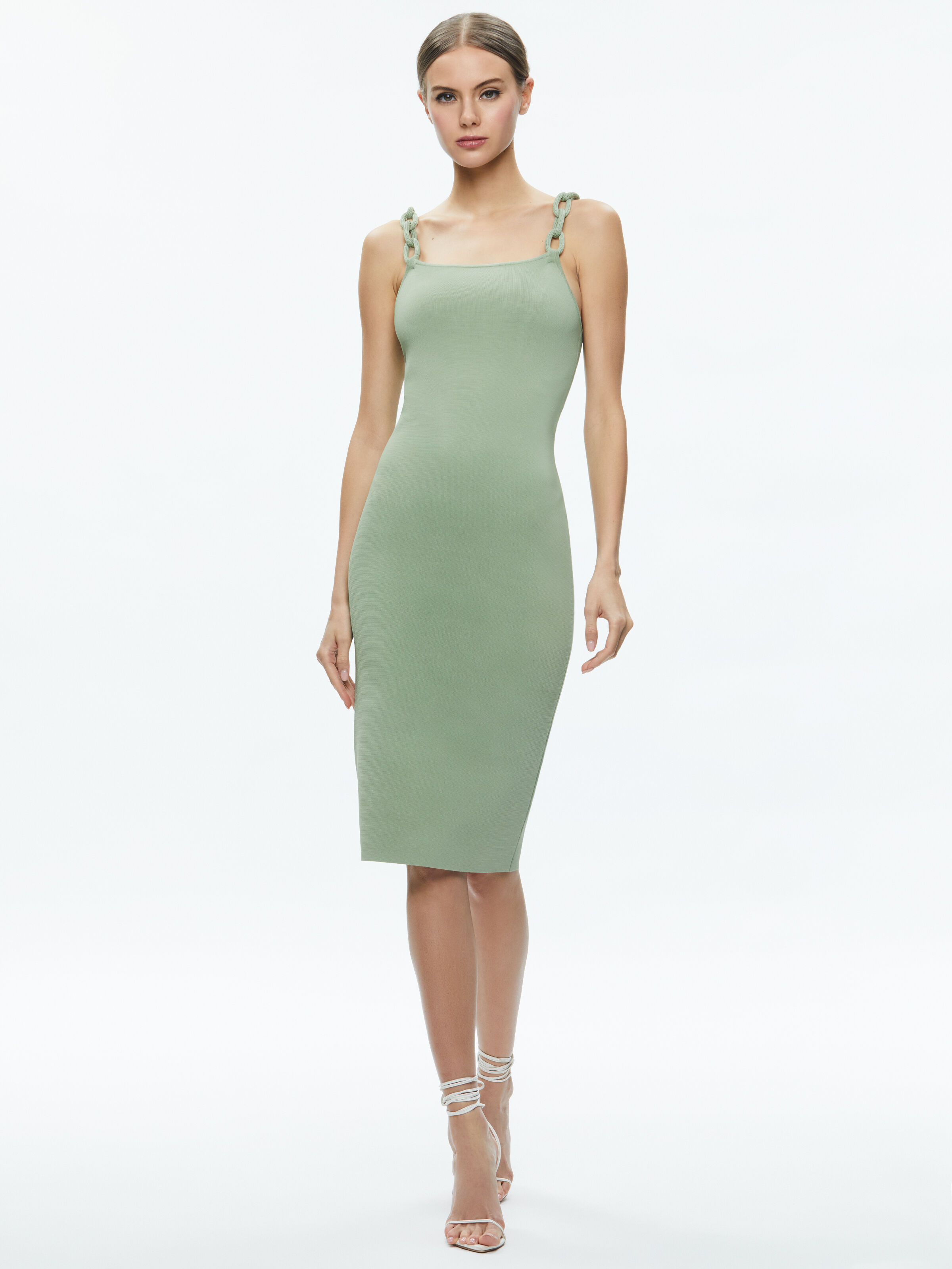 Alina Looped Straps Midi Dress In Sage Alice Olivia