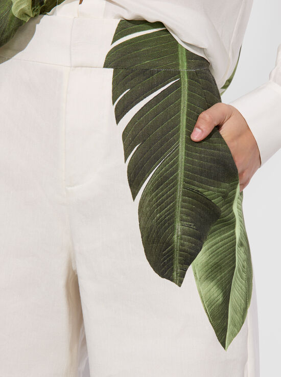 JUNGLE PALM OFF WHITE-DYLAN LINEN PANT