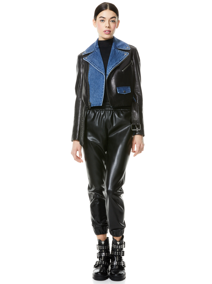 PETE VEGAN LEATHER JOGGER - BLACK image 7 - Alice And Olivia