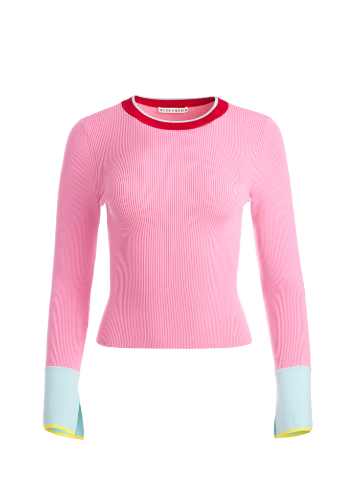 WESTI LONG SLEEVE RIBBED CREWNECK - PRIMROSE MULTI image 5 - Alice And Olivia