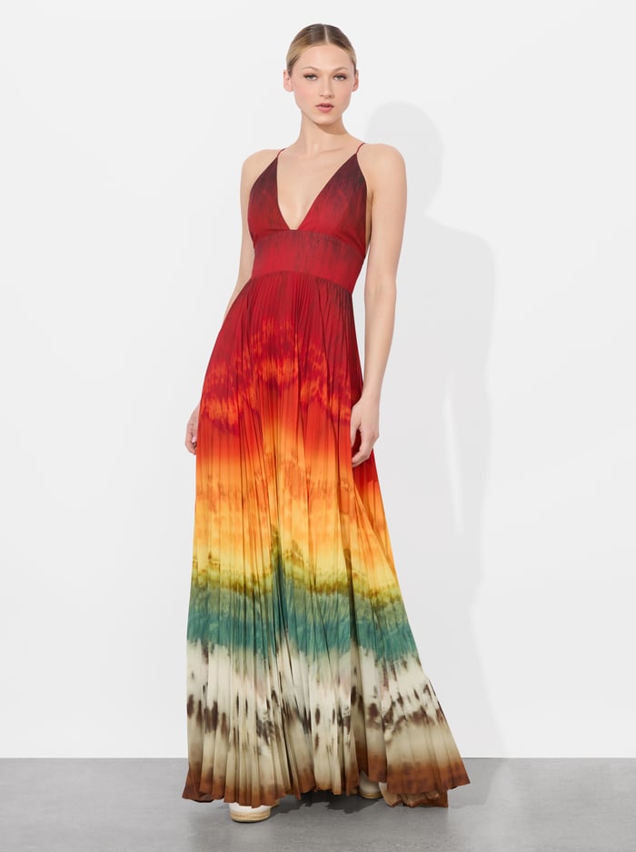 LAUREN PLEATED MAXI DRESS - CRYSTAL TIE DYE image 4 - Alice And Olivia