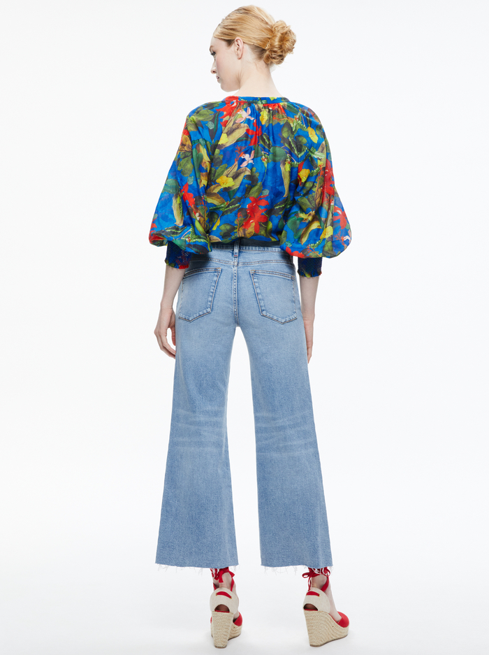 LANG BUTTON DOWN BLOUSE - TROPICAL SUNRISE SAPPHIRE image 1 - Alice And Olivia