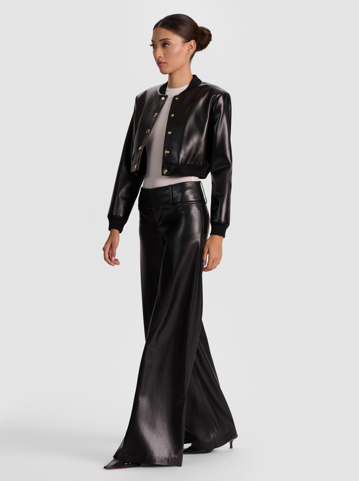 OLIVIA VEGAN WIDE LEG PANT - BLACK image 4 - Alice And Olivia