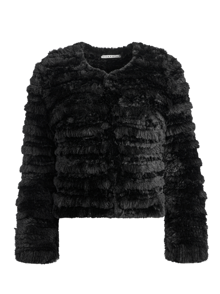 FAWN FAUX FUR JACKET - BLACK image 5 - Alice And Olivia