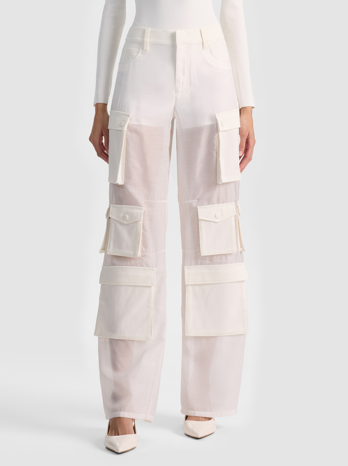 OLYMPIA SHEER COMBO CARGO PANT - OFF WHITE - ALICE + OLIVIA