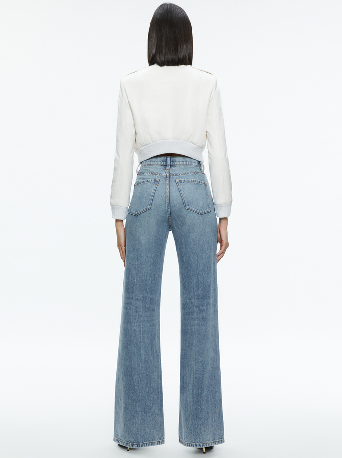 RIA  VEGAN LEATHER MOTO JACKET - OFF WHITE image 1 - Alice And Olivia