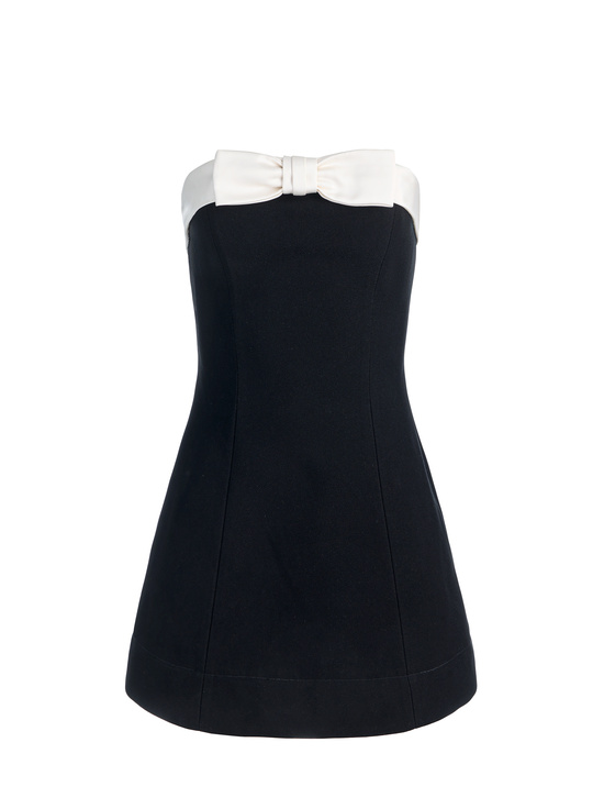 BLACK/OFF WHITE-KATYA SCULPTED BOW ROMPER