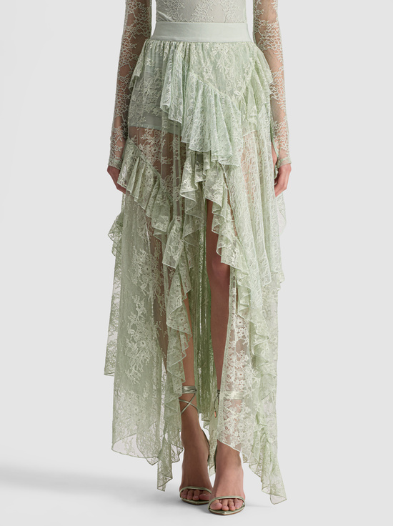 GREEN TEA-KARYS MIXED MEDIA SKIRT