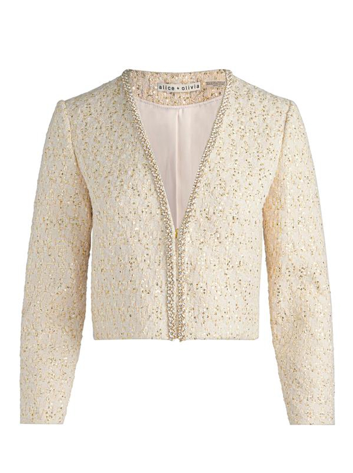 KIDMAN EMBELLISHED TWEED JACKET - NATURAL image 5 - Alice And Olivia