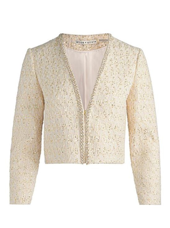 NATURAL-KIDMAN EMBELLISHED TWEED JACKET