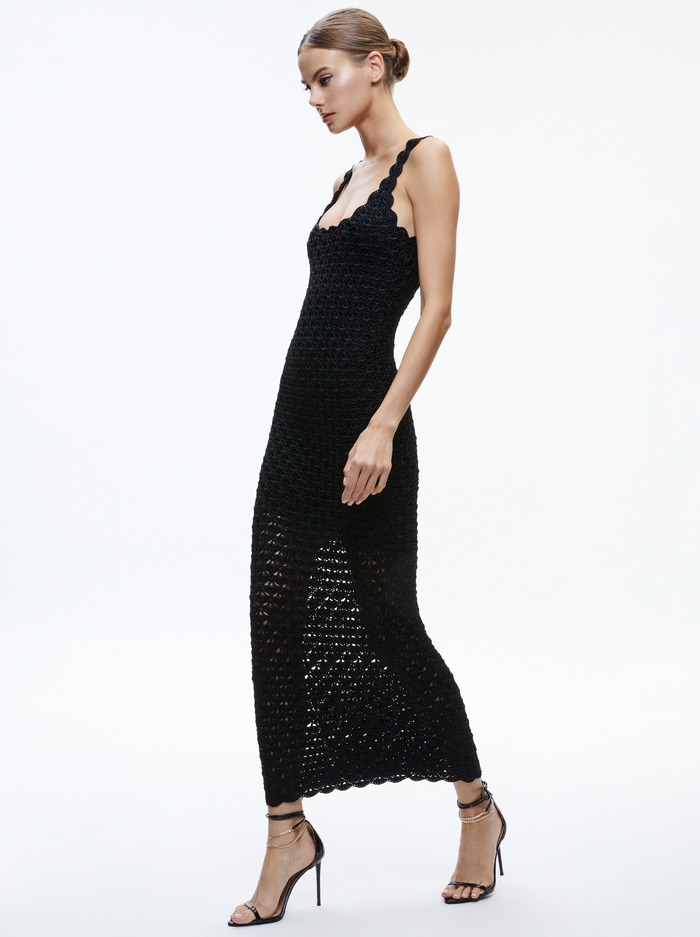 BRAY LUSTER CROCHET DRESS - BLACK image 3 - Alice And Olivia