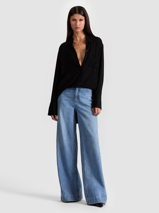 BLACK-FINELY OVERSIZED BUTTON DOWN