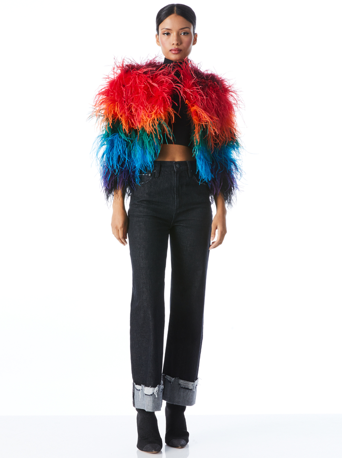 KIDMAN FEATHERED JACKET - MULTI image 2 - Alice And Olivia