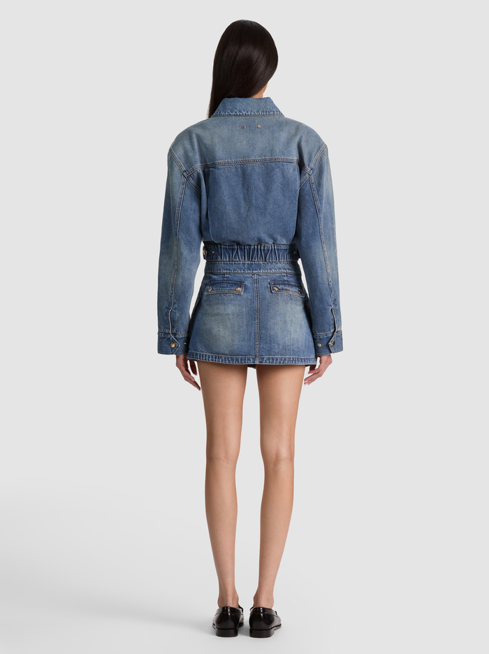 BRANDY CARGO DENIM SKIRT - FLORENCE VINTAGE BLUE image 2 - ALICE + OLIVIA