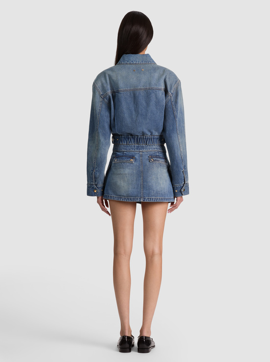 FLORENCE VINTAGE BLUE-BRANDY CARGO DENIM SKIRT