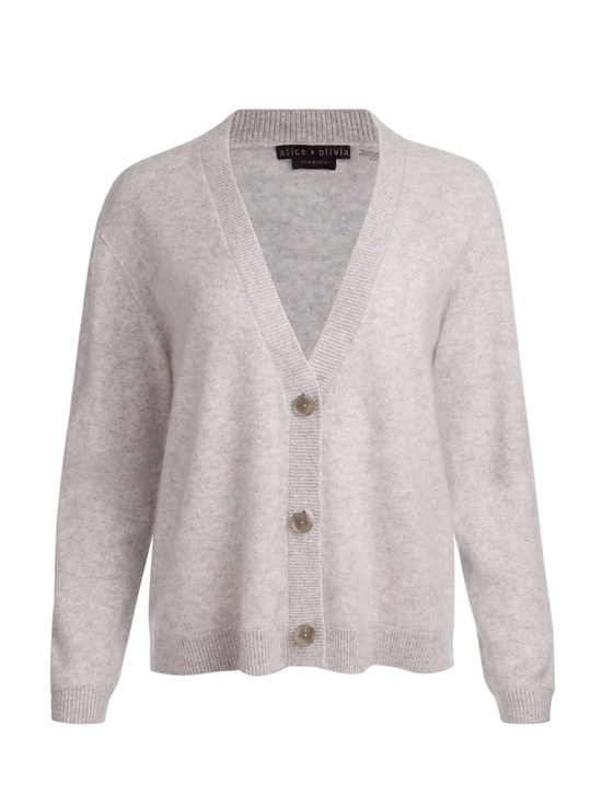STORM GREY HEATHER-BRADLEY CASHMERE CARDIGAN