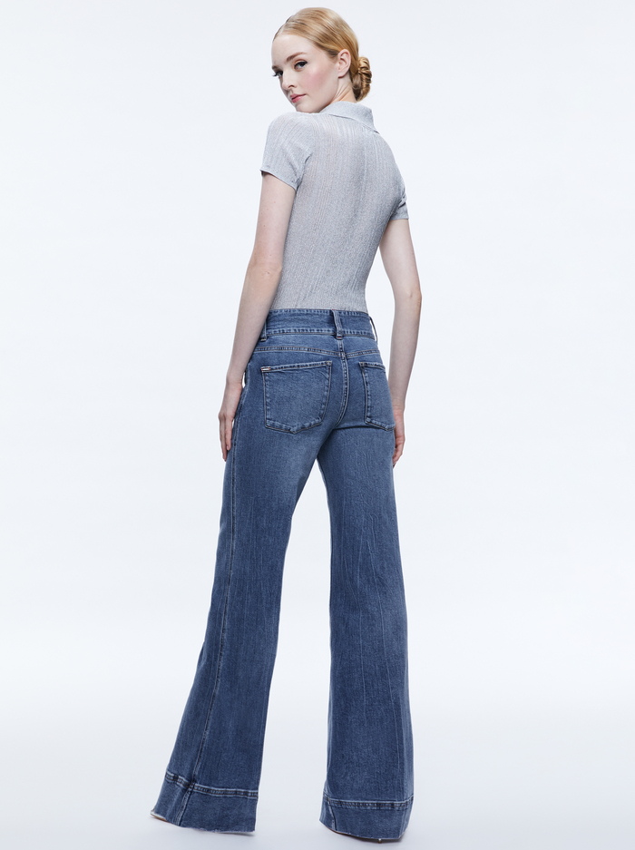 MARTHA METALLIC POLO CROP TOP - SILVER image 1 - Alice And Olivia