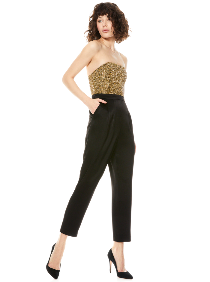 JERI EMBELLISHED JUMPSUIT - BLACK/GOLD image 2 - Alice And Olivia