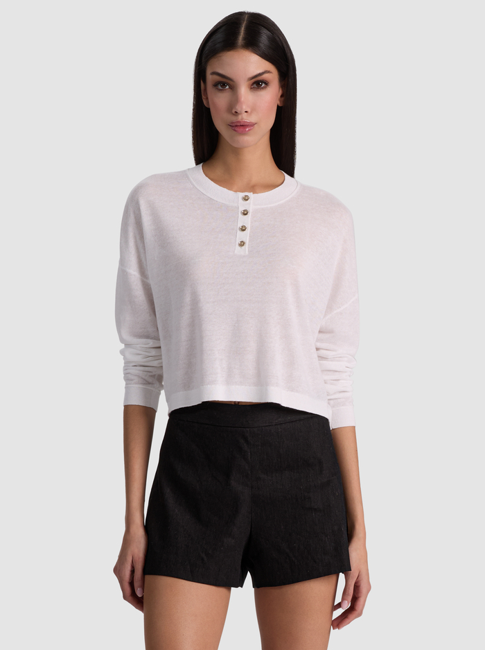 ALAINA LINEN HENLEY - SOFT WHITE - ALICE + OLIVIA