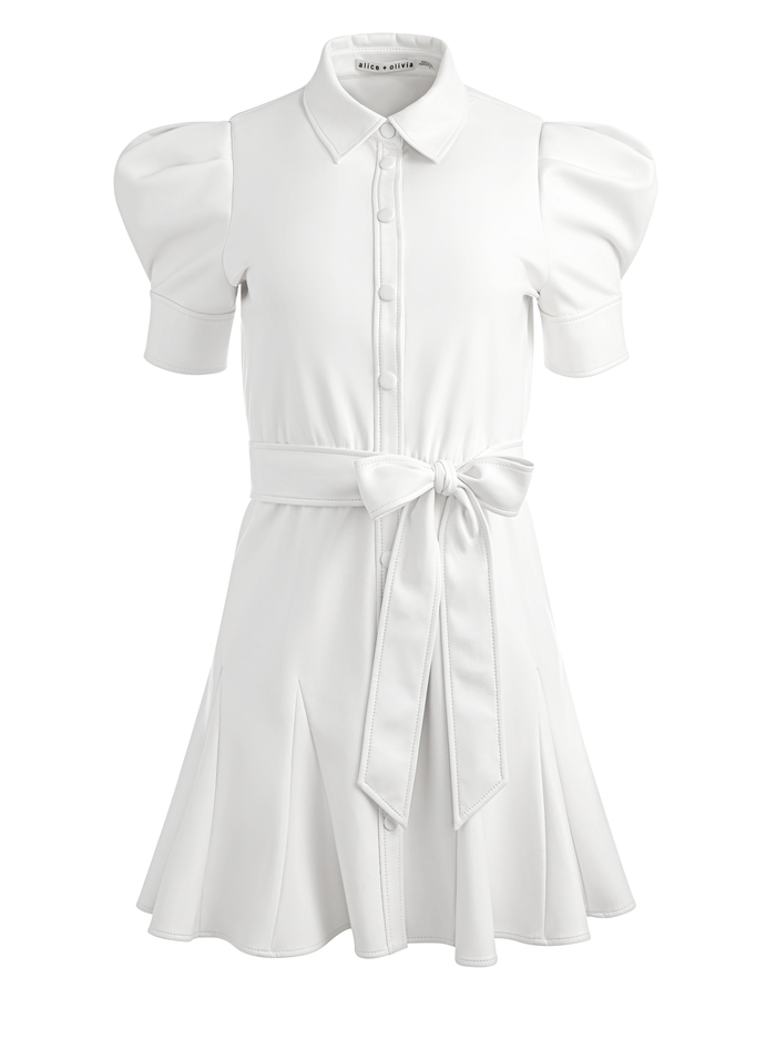 LURLENE SHORT SLEEVE VEGAN LEATHER MINI DRESS - OFF WHITE image 5 - Alice And Olivia