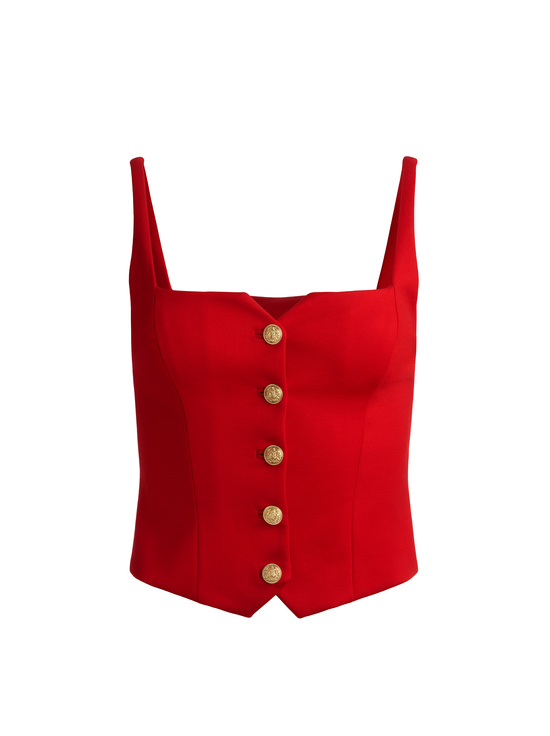 CHILI PEPPER-KELCEY BUTTON FRONT TOP