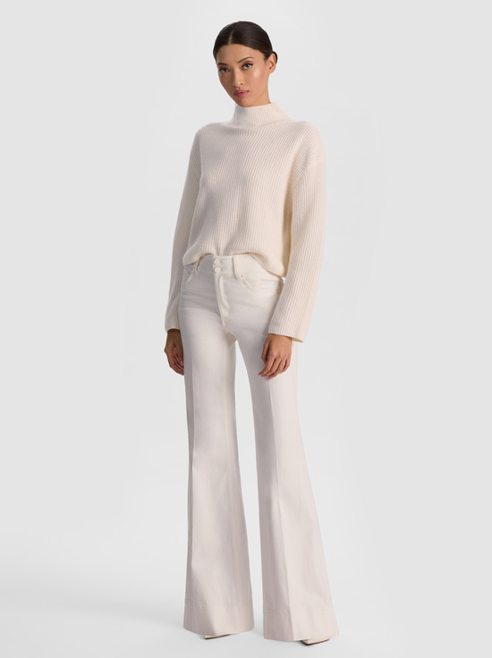 ECRU-NANCE RIBBED TURTLENECK