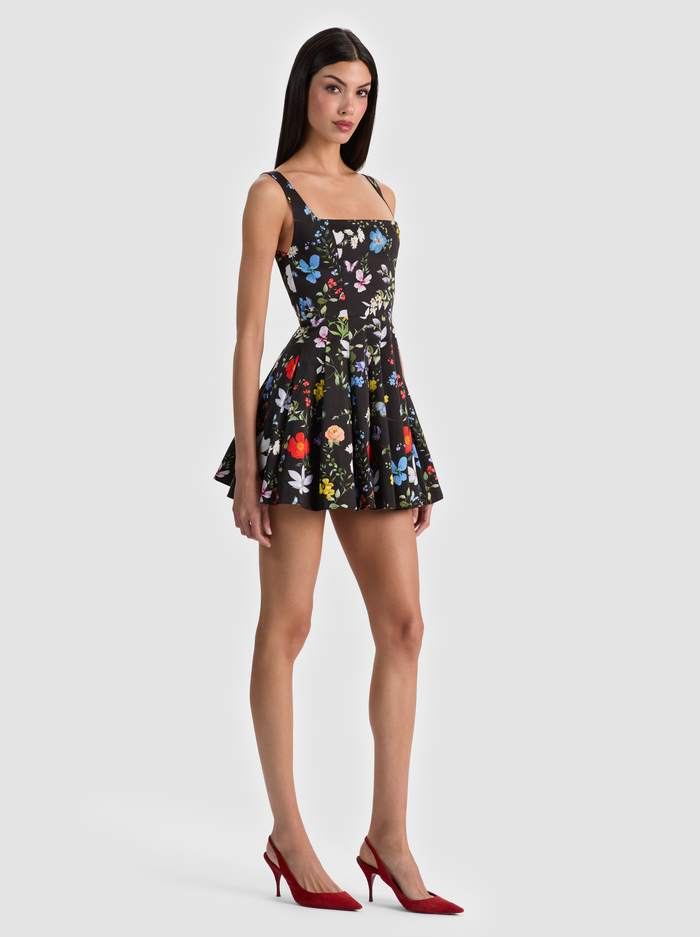 VEDA MINI DRESS - TWISTING VINES BLACK image 4 - ALICE + OLIVIA