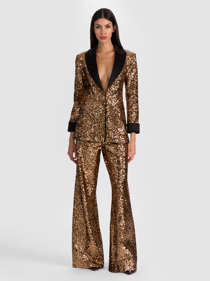 JUSTIN SEQUIN BLAZER - GOLD/BLACK image 1 - Alice And Olivia