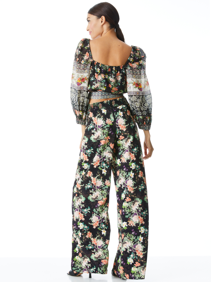 ATHENA FLORAL WIDE LEG PANT - ROMANCE BLACK image 1 - Alice And Olivia