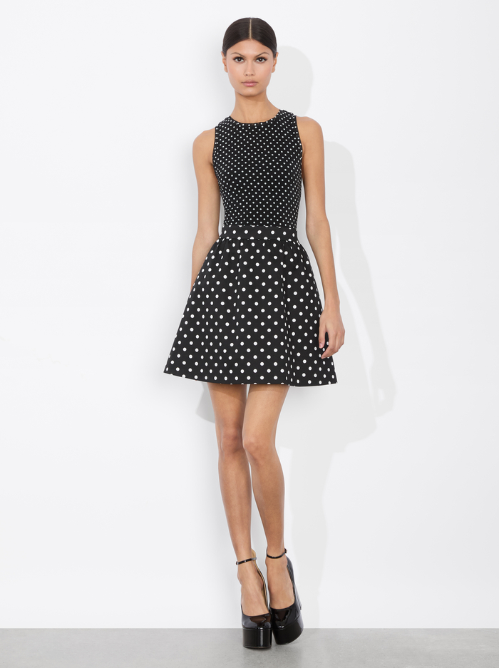 CHARA MINI DRESS - BLACK/OFF WHITE POLKA DOT image 4 - Alice And Olivia