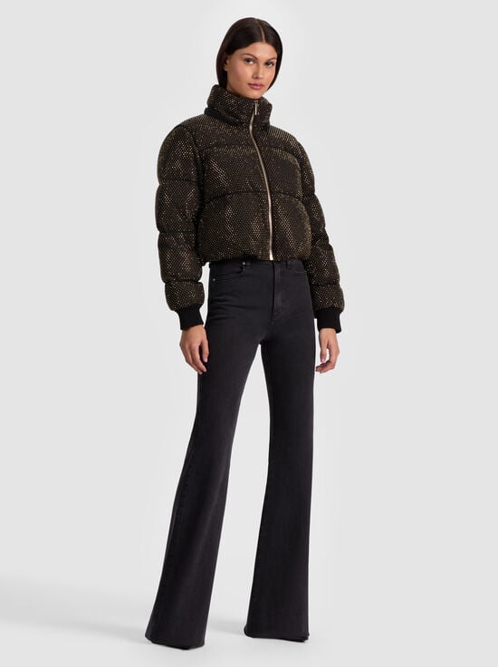 BLACK/GOLD-ROBENA EMBELLISHED PUFFER