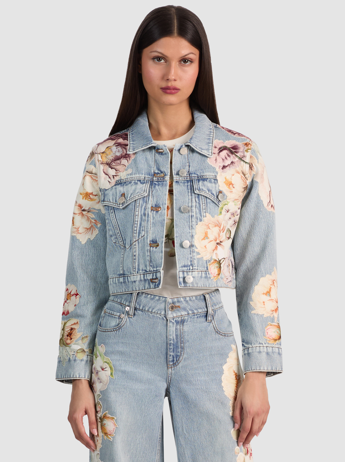 CHLOE EMBROIDERED DENIM JACKET - SIERRA VINTAGE/MULTI - ALICE + OLIVIA