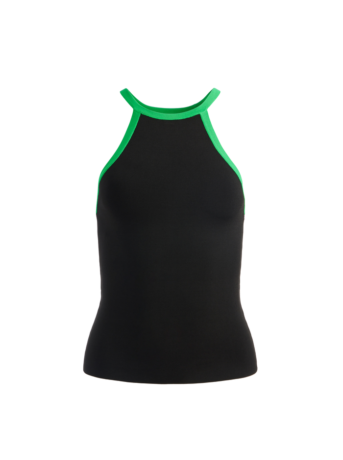 HIEDI HALTER TOP - BLACK/GARDEN GREEN image 5 - Alice And Olivia