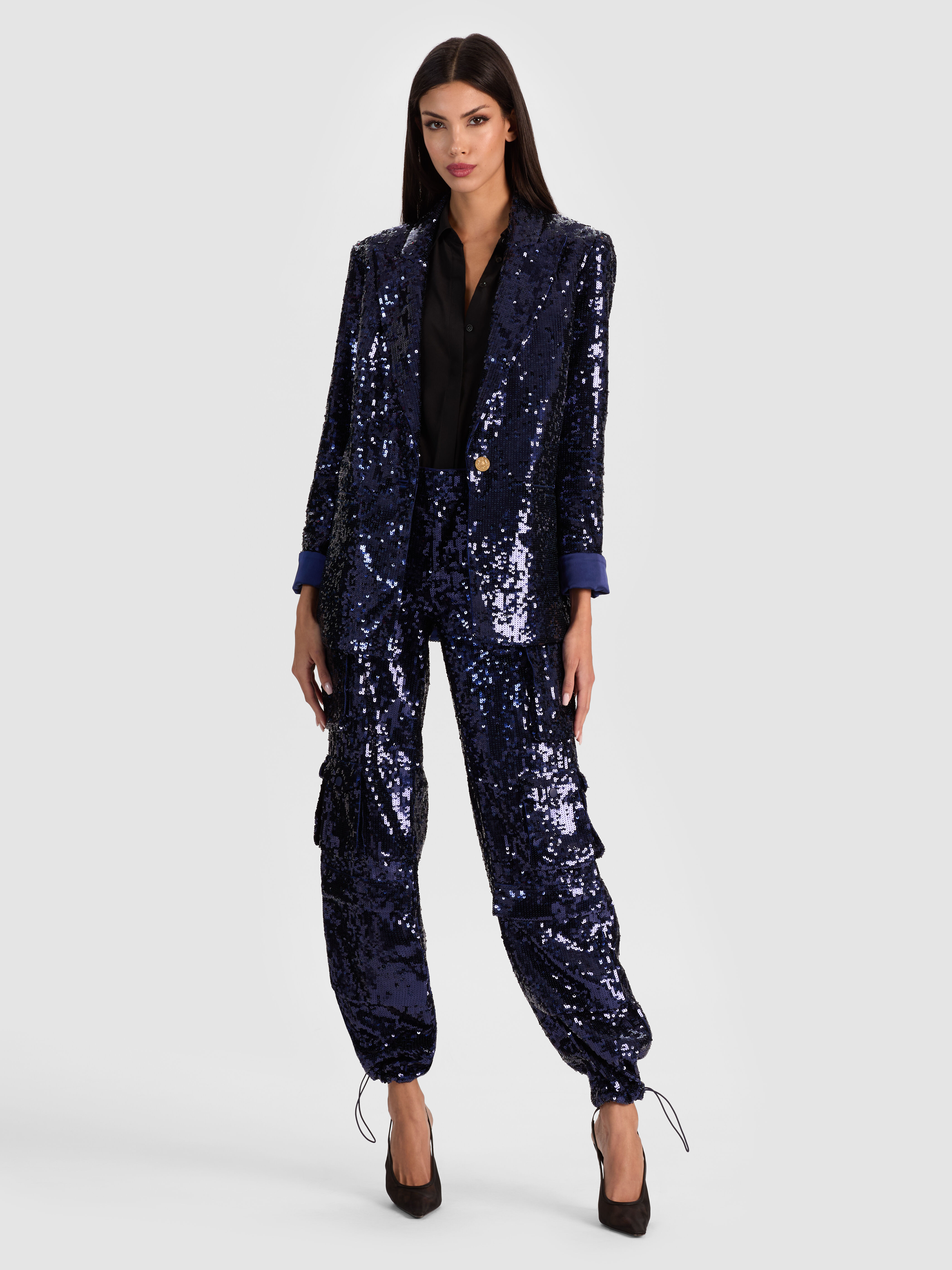 Olympia Sequin Cargo Pant In Dark Olive | Alice + Olivia