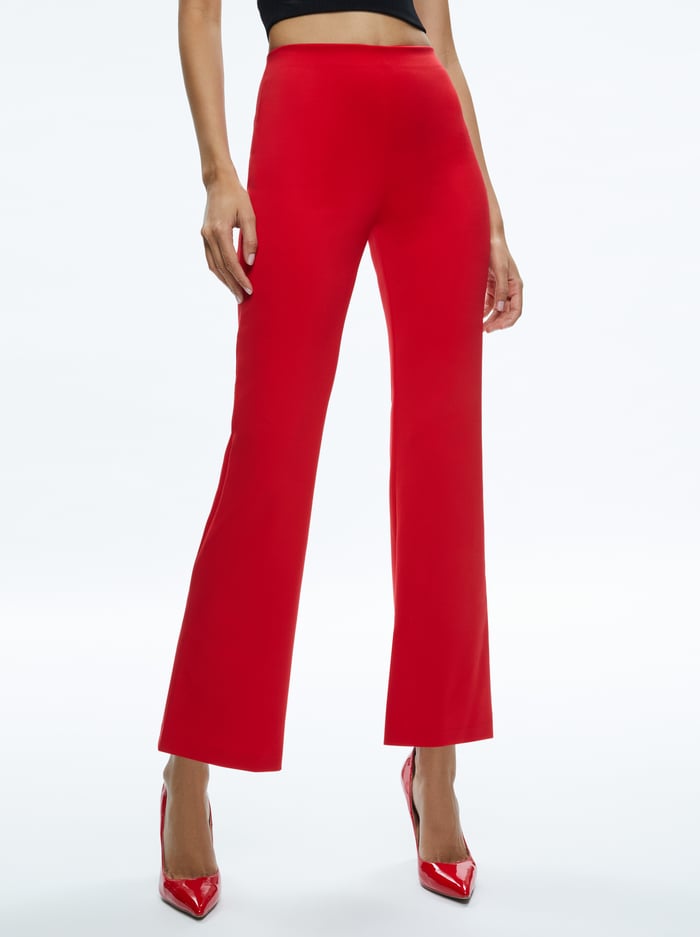 RMP MID RISE BACK-ZIP BOOTCUT ANKLE PANT - BRIGHT RUBY - Alice And Olivia
